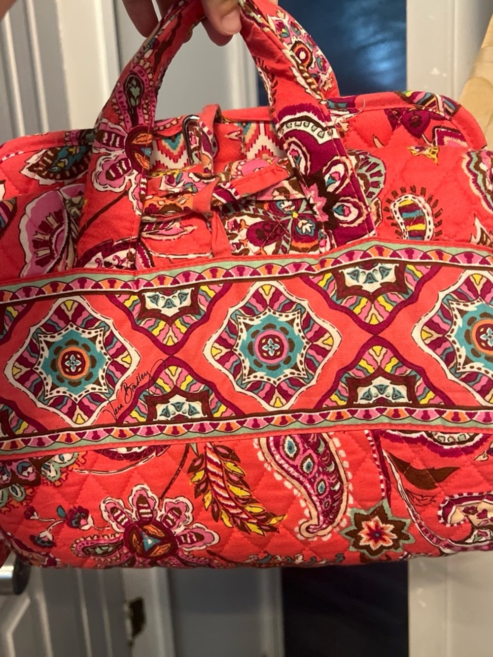 Vera Bradley Coral Paisley Quilted Weekender